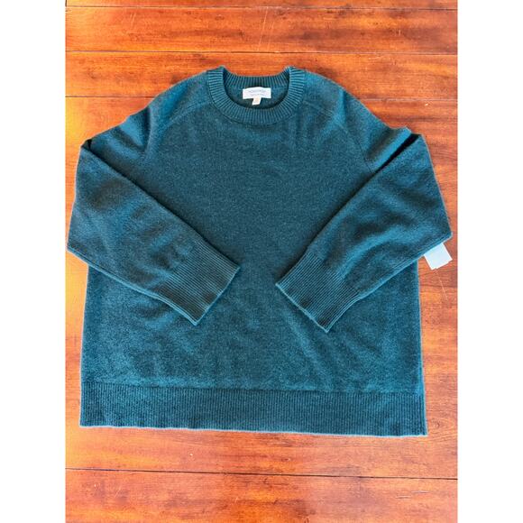 NWOT Women’s Nordstrom Cashmere Sweater Soft Knit Green Cabincore Pullover Sz XL - Picture 1 of 7